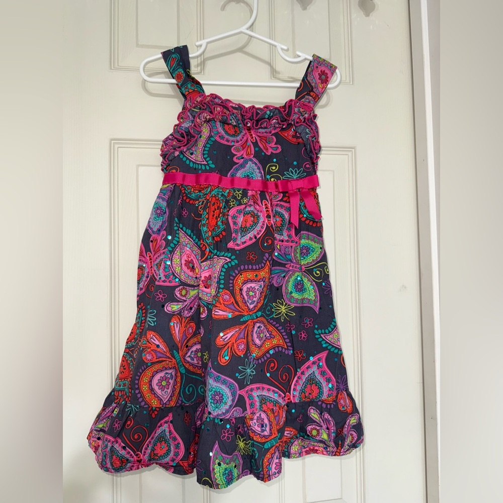 Vintage Y2K Jenny&Me Girls Size 5T Colorful Sparkley Paisley Kids Dress - Picture 2 of 7